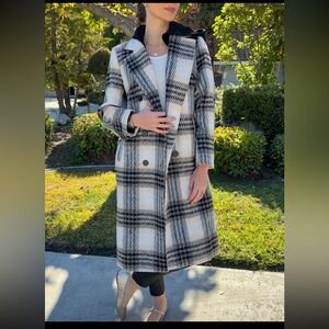 Plaid Double-Breasted Women's Coat